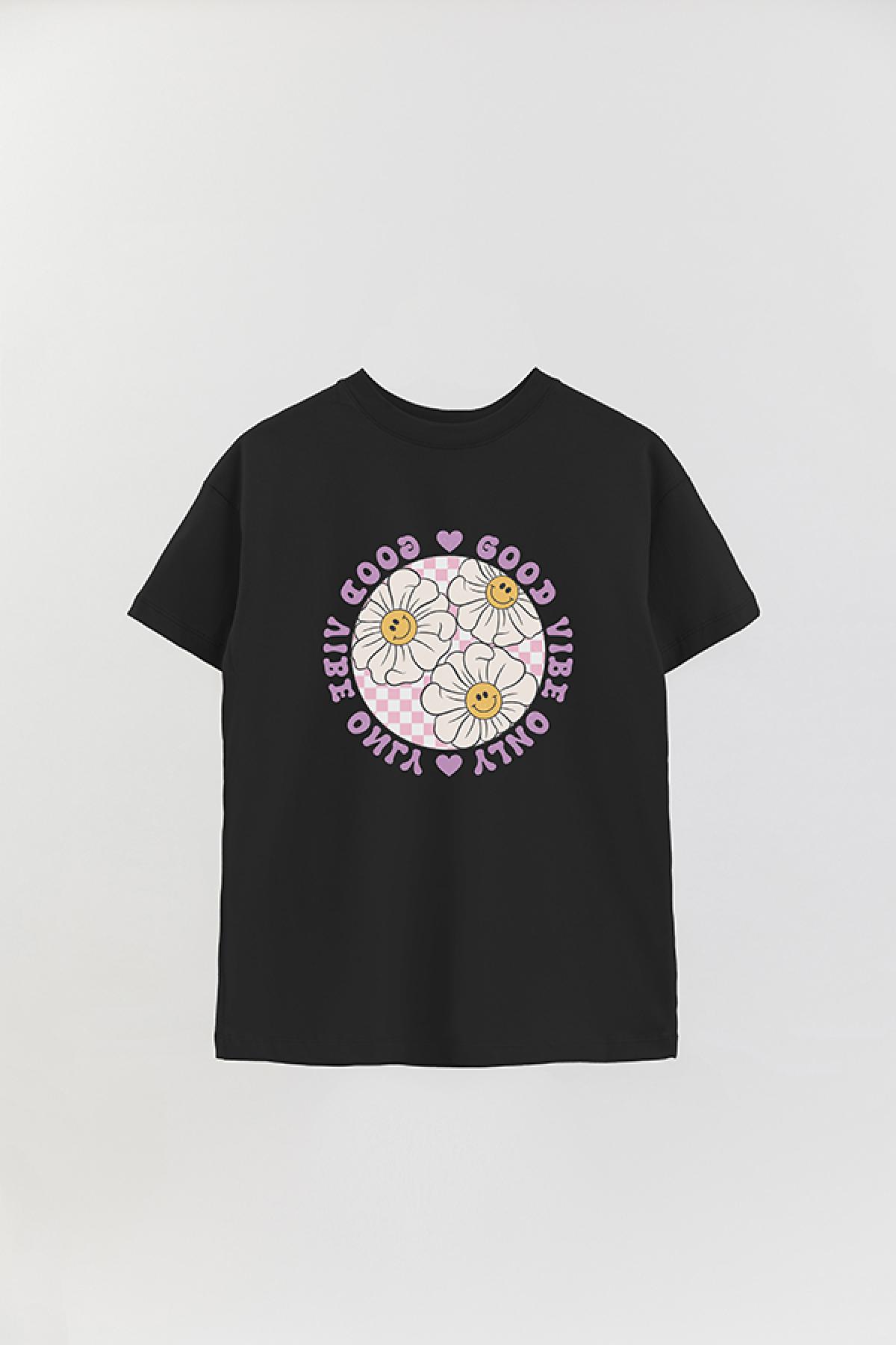 REMERA OVER ESTAMPADA RT GOOD VIBE ONLY