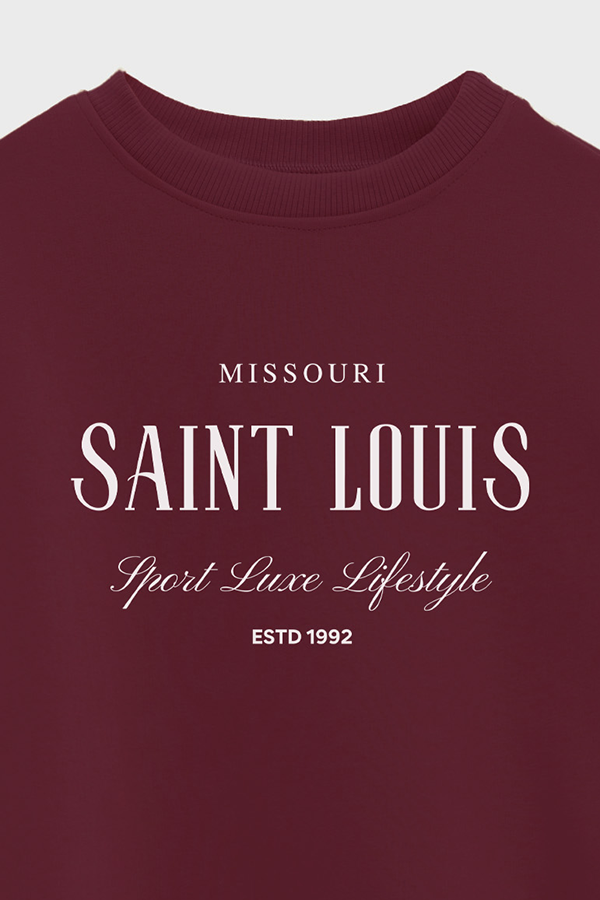 BUZO CROP ESTAMPADO VARSITY ST LOUIS