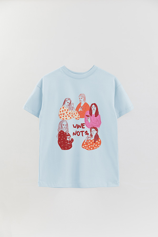 REMERA OVER ESTAMPADA WINE NOT