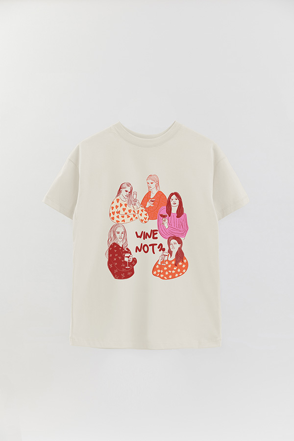 REMERA OVER ESTAMPADA WINE NOT