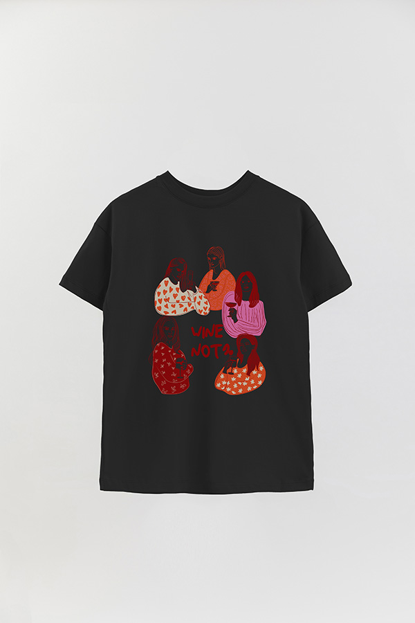 REMERA OVER ESTAMPADA WINE NOT