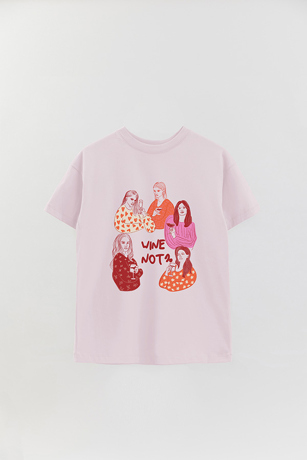 REMERA OVER ESTAMPADA WINE NOT