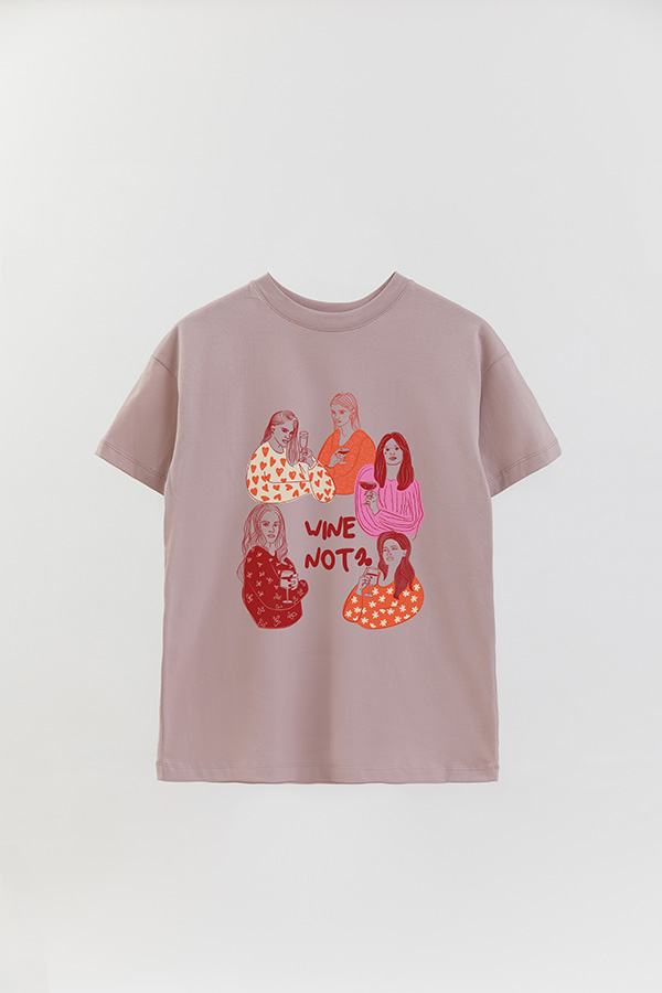 REMERA OVER ESTAMPADA WINE NOT