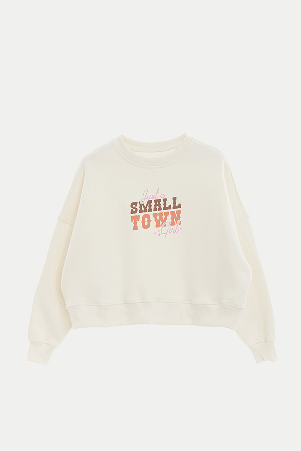BUZO CROP ESTAMPADO WESTERN SMALL TOWN