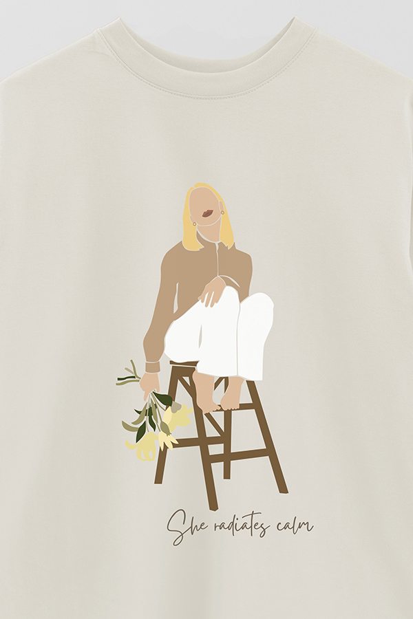 REMERA OVER ESTAMPADA SHE RADIATES CALM