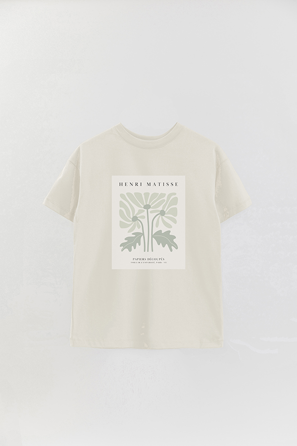 REMERA OVER ESTAMPADA ART COLLECTION PLANTS