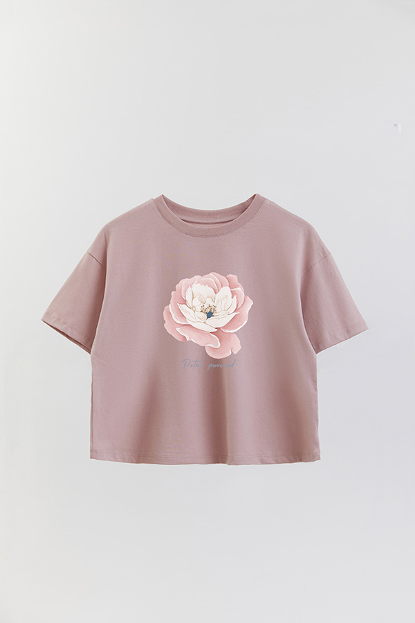 REMERA CROP ESTAMPADA COASTAL PETAL POWERED