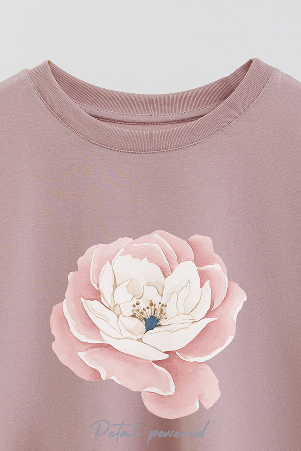 REMERA CROP ESTAMPADA COASTAL PETAL POWERED
