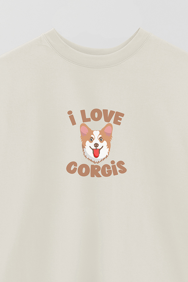 REMERA OVER ESTAMPADA DOG I LOVE CORGIS