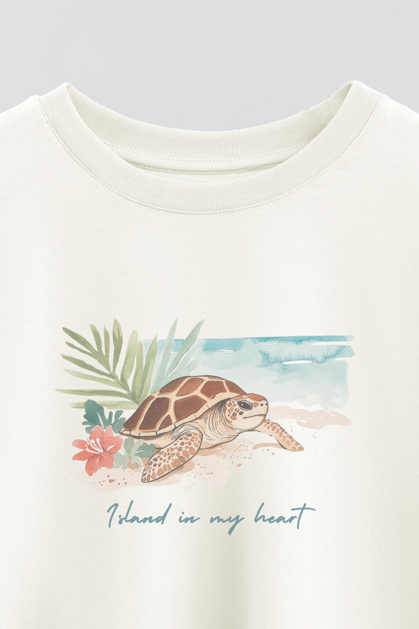 REMERA CROP ESTAMPADA COASTAL ISLAND IN MY HEART