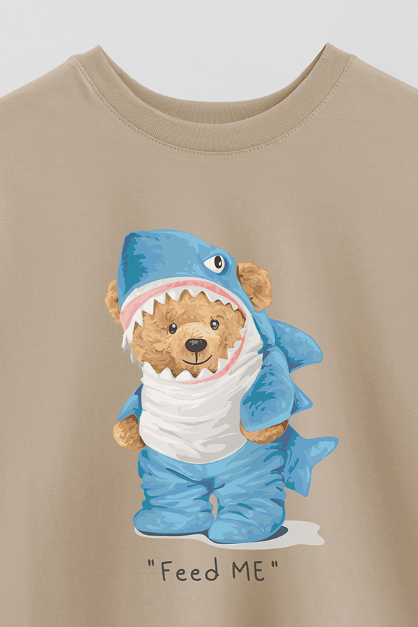 REMERA OVER ESTAMPADA UNISEX TEDDY FEED ME