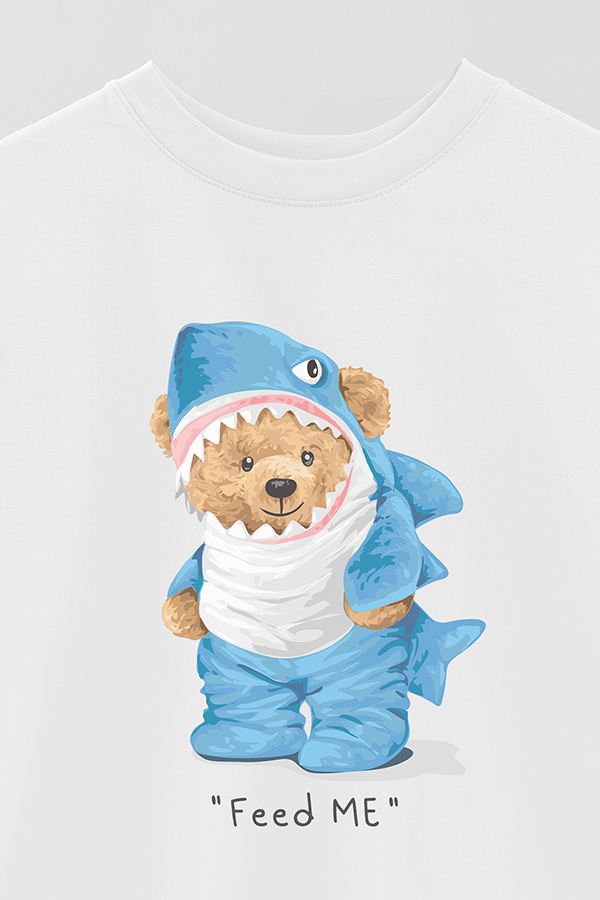 REMERA OVER ESTAMPADA UNISEX TEDDY FEED ME