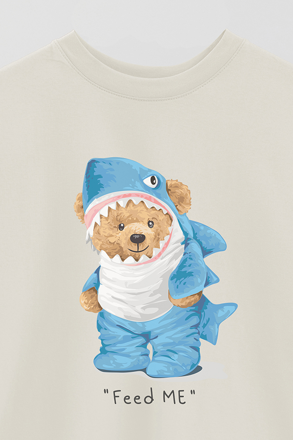 REMERA OVER ESTAMPADA UNISEX TEDDY FEED ME