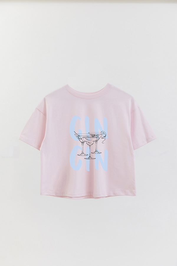 REMERA CROP ESTAMPADA PINK CIN CIN