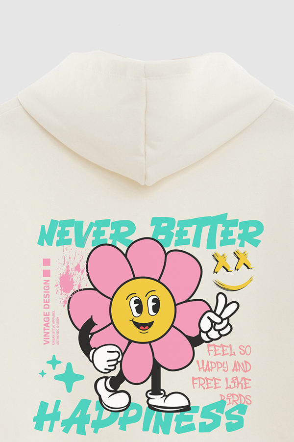 HOODIE ESTAMPADO CARTOON ILLUSTRATION BETTER HAPPINESS