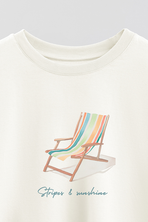REMERA CROP ESTAMPADA COASTAL STRIPES SUNSHINE