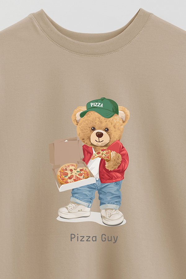 REMERA OVER ESTAMPADA UNISEX TEDDY PIZZA GUY