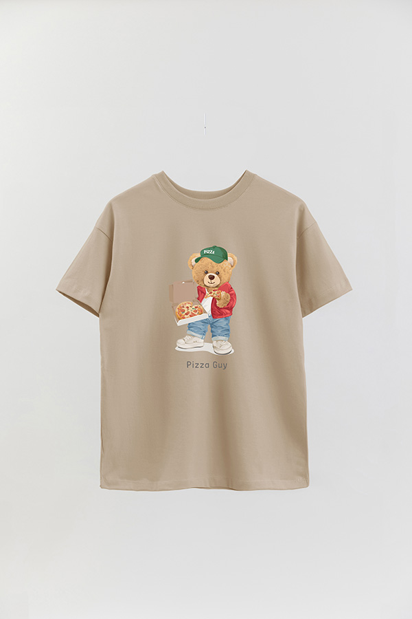 REMERA OVER ESTAMPADA UNISEX TEDDY PIZZA GUY