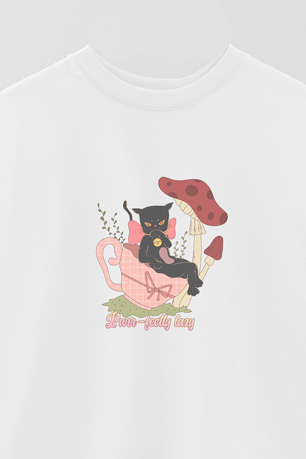 REMERA OVER ESTAMPADA CAT FUNGUS