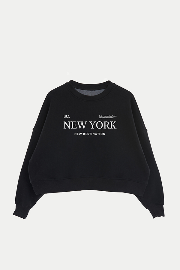 BUZO CROP ESTAMPADO VARSITY NY NEW DESTINATION