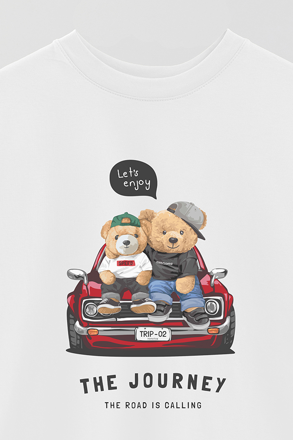 REMERA OVER ESTAMPADA UNISEX TEDDY THE JOURNEY