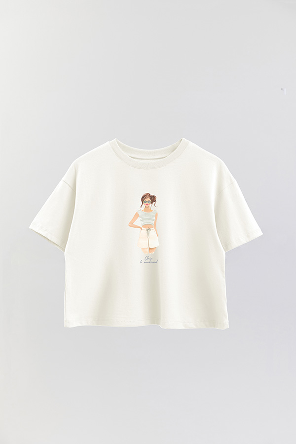 REMERA CROP ESTAMPADA COASTAL CHIC AND SUNKISSED