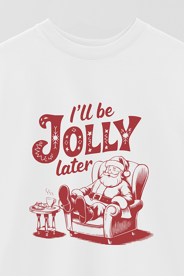 REMERA OVERSIZE ESTAMPADA SARCASTIC XMAS JOLLY