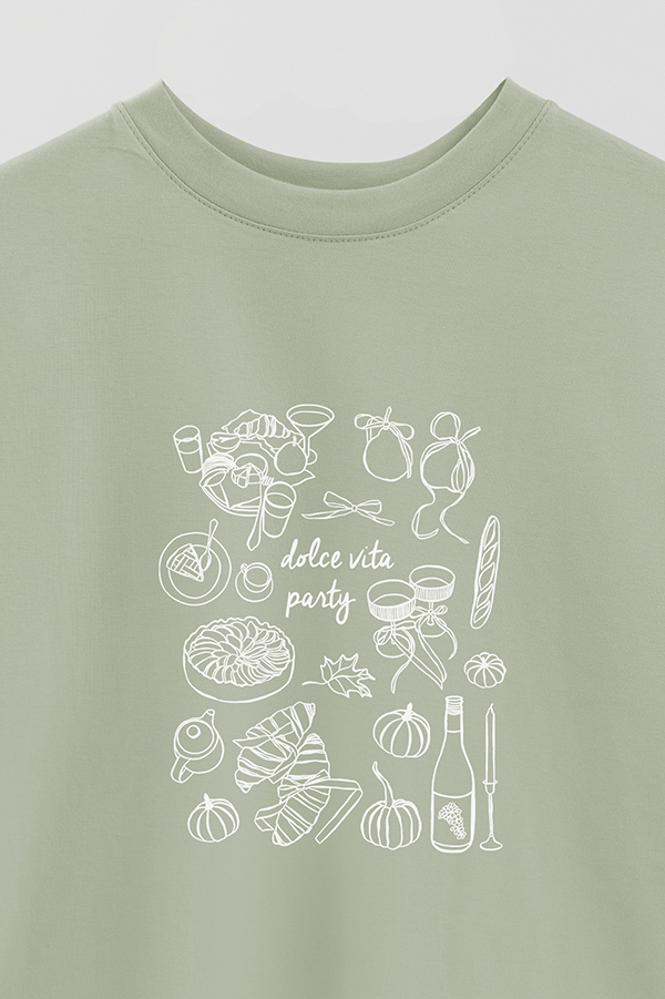 REMERA OVER ESTAMPADA ITALY LA DOLCE VITA PARTY