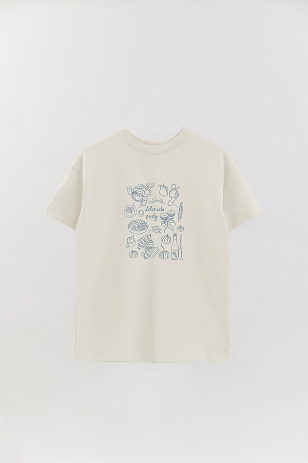 REMERA OVER ESTAMPADA ITALY LA DOLCE VITA PARTY