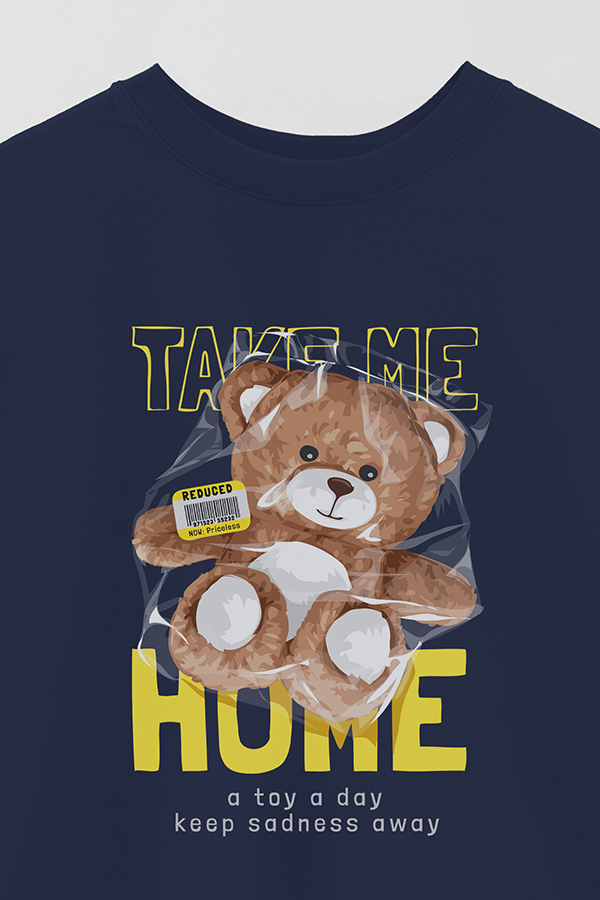 REMERA OVER ESTAMPADA UNISEX TEDDY TAKE ME HOME