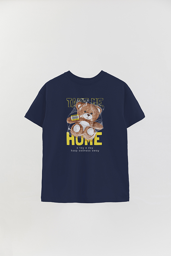 REMERA OVER ESTAMPADA UNISEX TEDDY TAKE ME HOME