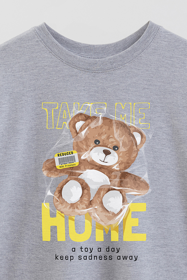 REMERA OVER ESTAMPADA UNISEX TEDDY TAKE ME HOME