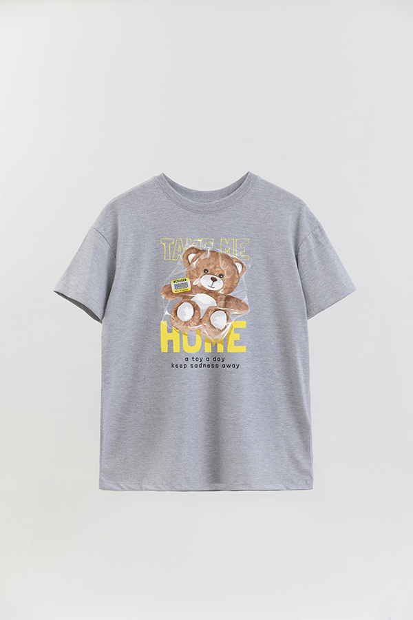 REMERA OVER ESTAMPADA UNISEX TEDDY TAKE ME HOME