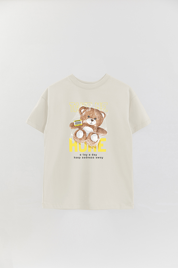REMERA OVER ESTAMPADA UNISEX TEDDY TAKE ME HOME