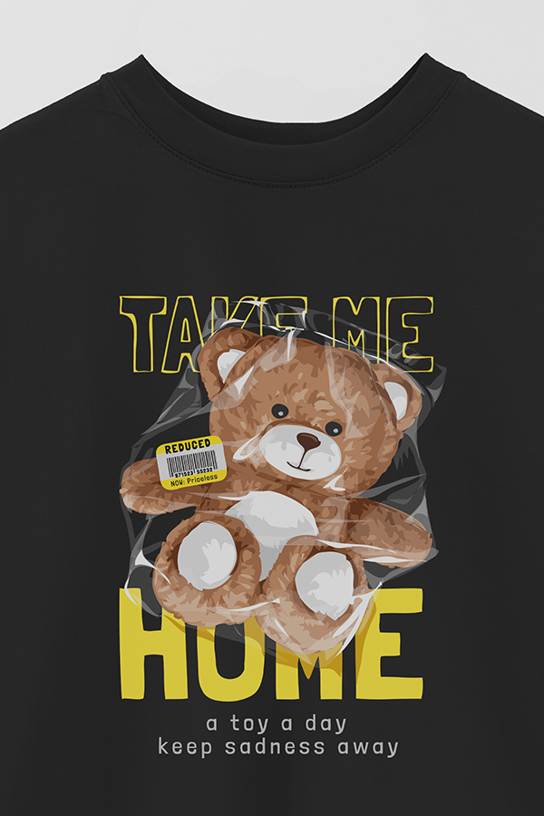 REMERA OVER ESTAMPADA UNISEX TEDDY TAKE ME HOME