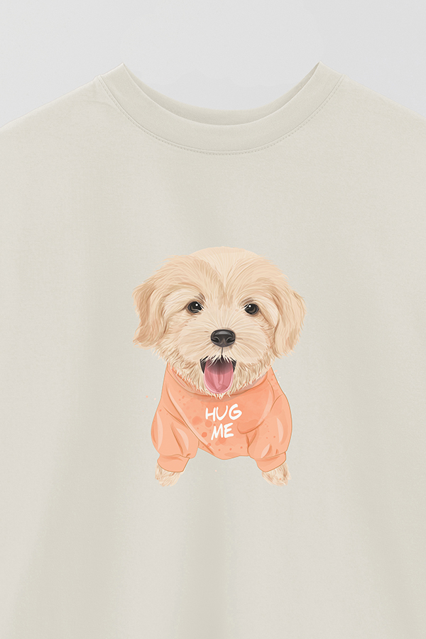 REMERA OVER ESTAMPADA DOG HUG ME