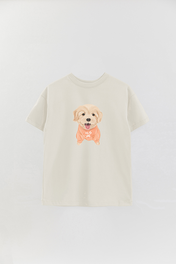 REMERA OVER ESTAMPADA DOG HUG ME