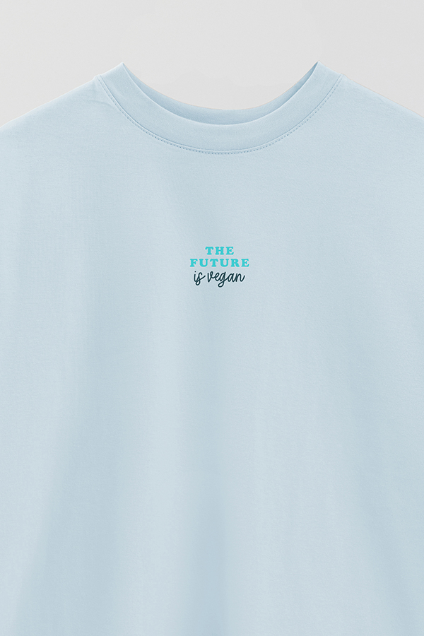REMERA OVER ESTAMPADA VEGAN THE FUTURE IS VEGAN