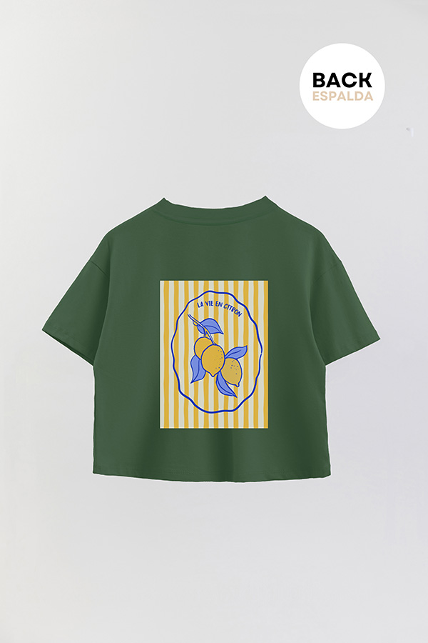 REMERA CROP FB ESTAMPADA LA VIE EN CITRON
