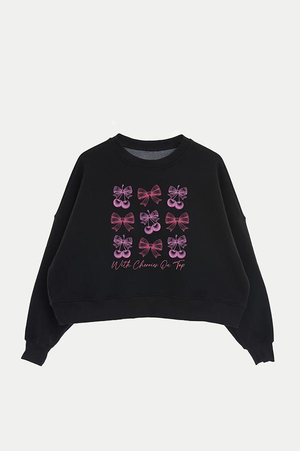 BUZO CROP ESTAMPADO COQUETTE WITH CHERRIES ON TOP