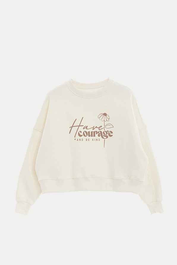 BUZO CROP FRISA ESTAMPADO MINIMAL LOVE BE KIND