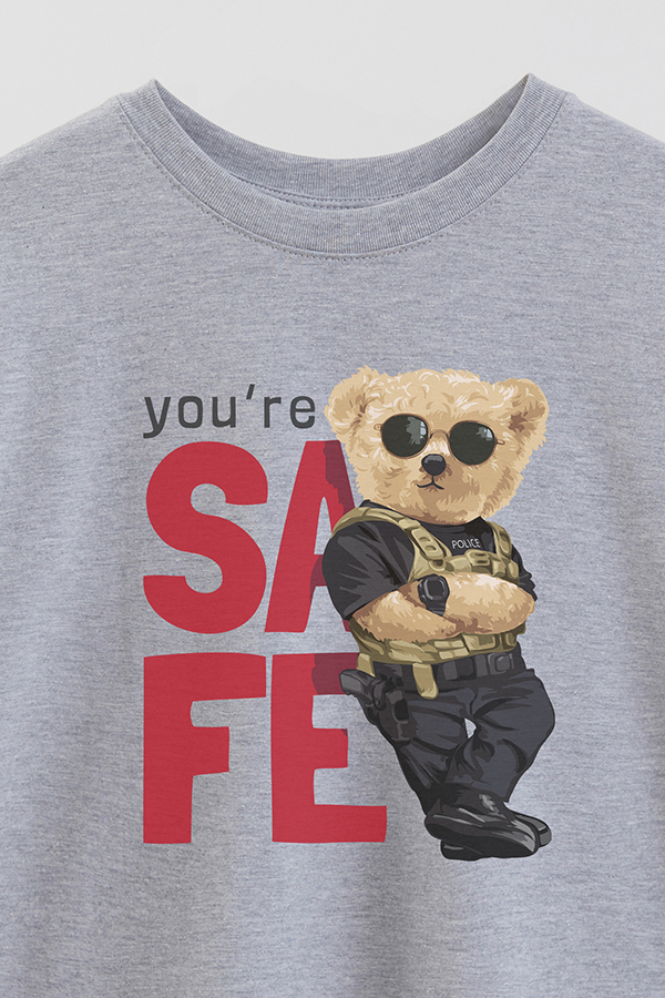 REMERA OVER ESTAMPADA UNISEX TEDDY YOU ARE SAFE