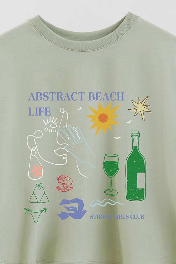 REMERA CROP ESTAMPADA ABSTRACT BEACH