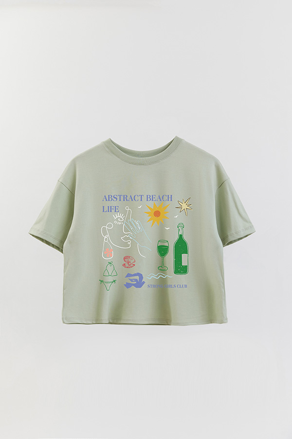REMERA CROP ESTAMPADA ABSTRACT BEACH