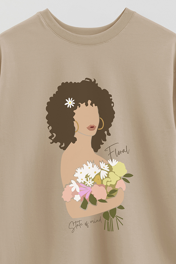 REMERA OVER ESTAMPADA FLORAL STATE OF MIND