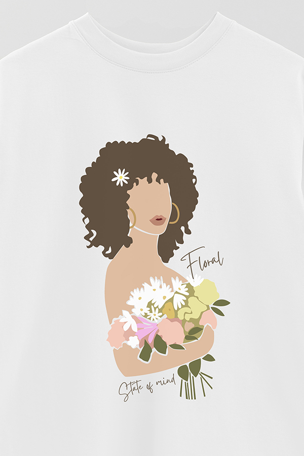 REMERA OVER ESTAMPADA FLORAL STATE OF MIND