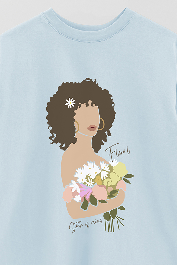 REMERA OVER ESTAMPADA FLORAL STATE OF MIND