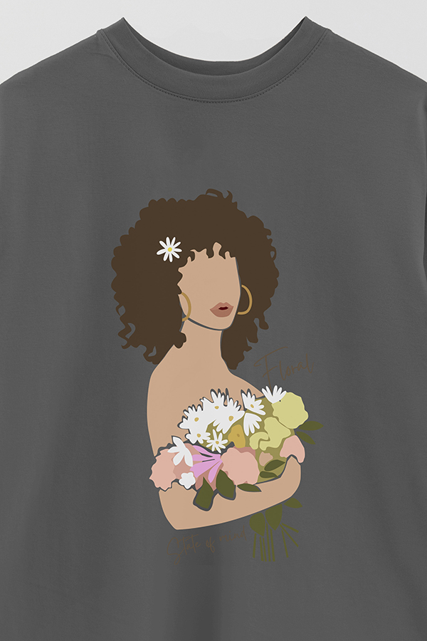 REMERA OVER ESTAMPADA FLORAL STATE OF MIND