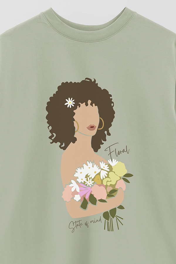 REMERA OVER ESTAMPADA FLORAL STATE OF MIND