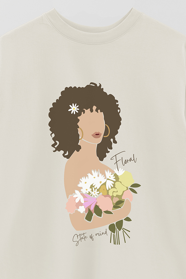 REMERA OVER ESTAMPADA FLORAL STATE OF MIND